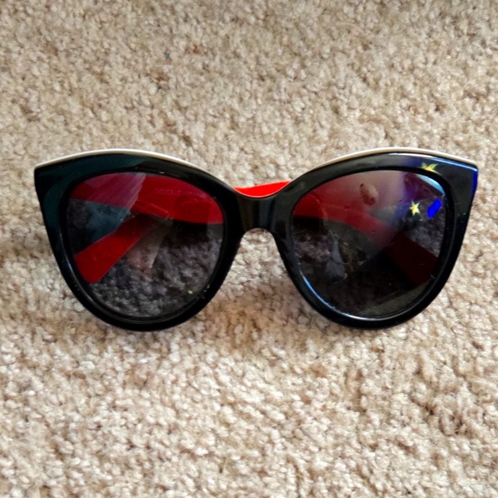 Dolce & Gabbana Black and Red Cat-Eye Sunglasses